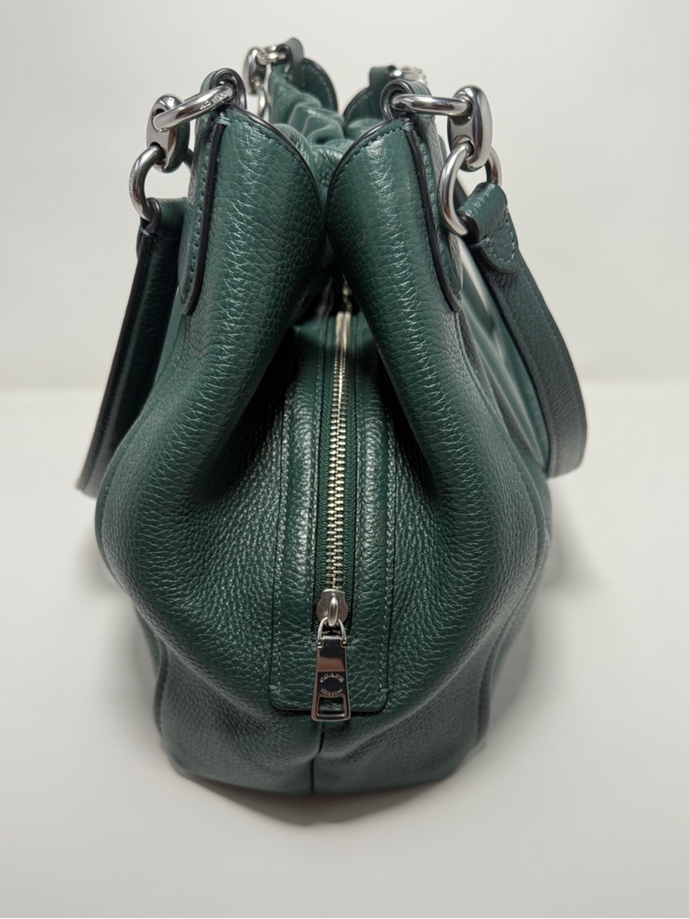 COACH C1454 Maya Pebble Leather Shoulder Bag Tote Ivy Green with Silver Hardware - Picture 3 of 15